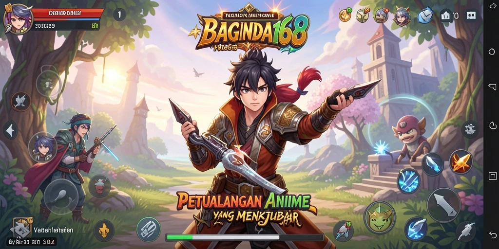 Screenshot utama BAGINDA168 menampilkan aksi seru dalam dunia anime.