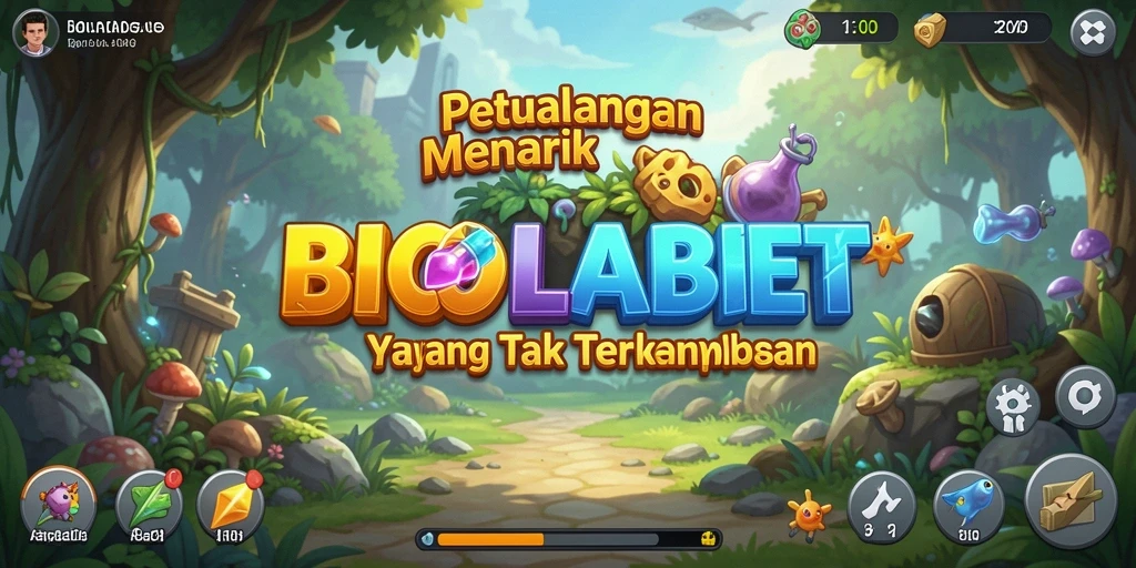 Tampilan gameplay BIOLABET dengan karakter dan lingkungan petualangan.