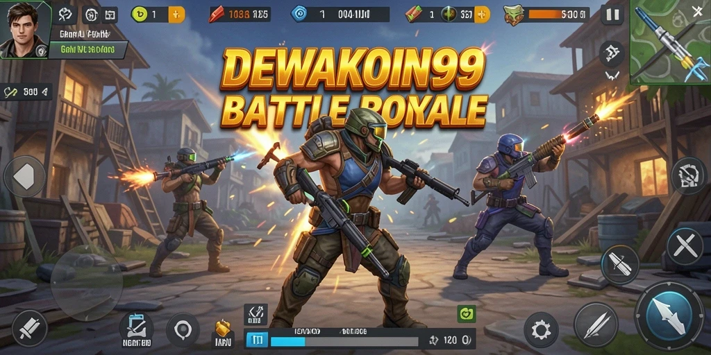 Screenshot DEWAKOIN99 menampilkan gameplay Battle Royale yang seru dan mendebarkan.