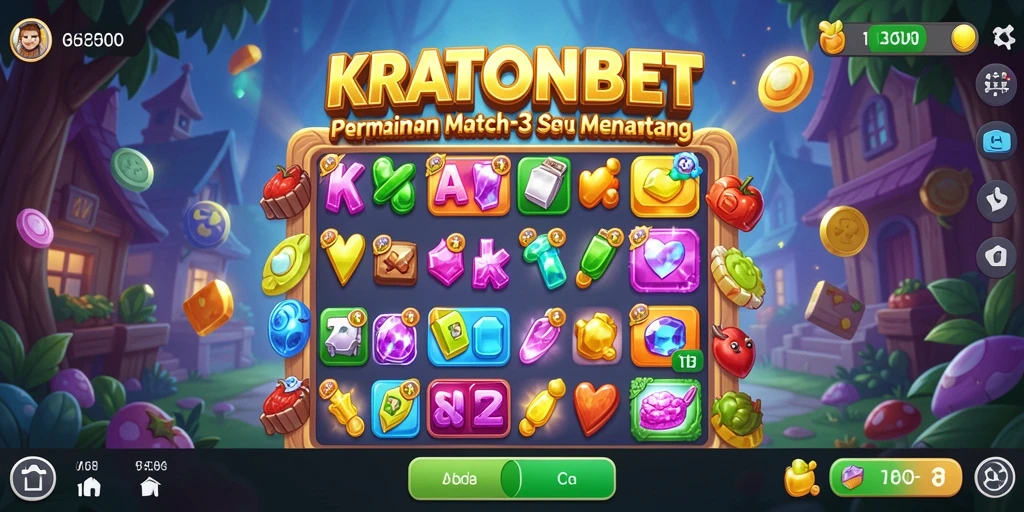 Tampilan menarik gameplay KRATONBET Match-3 yang seru dan menantang.