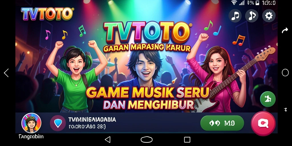 Tampilan gameplay seru dari TVTOTO yang menampilkan interaksi musik.