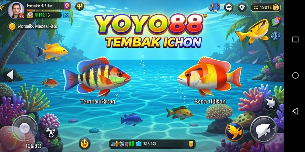 Screenshot gameplay YOYO88 yang menampilkan aksi tembak ikan yang seru.